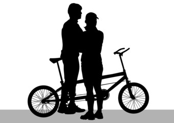 Cyclist couples tandem