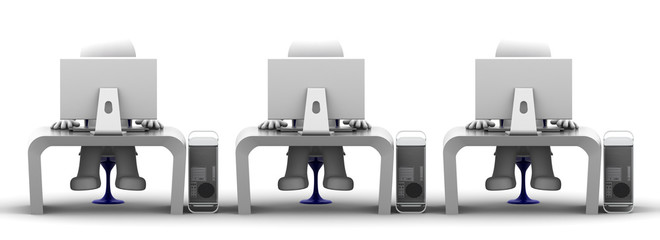 Team of computer experts at workplace