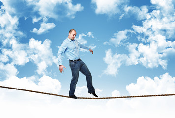 man walk on rope