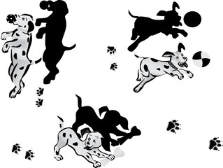 Naklejka premium illustration with playful Dalmatian puppys
