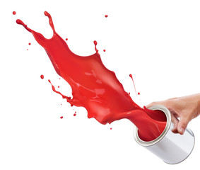 splashing red paint