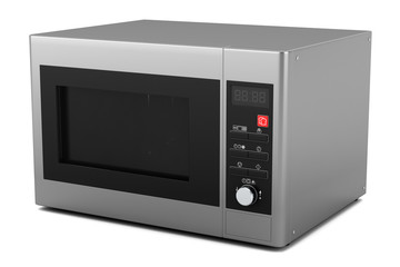Fototapeta premium grey microwave oven isolated on white background