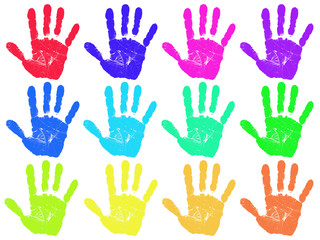 Fototapeta premium Hand print in many colors