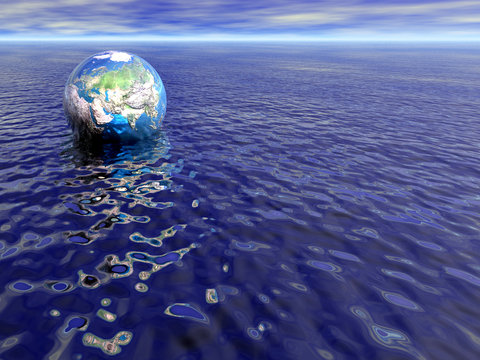 globe on surfaces of water