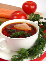 A delicious soup in meat broth