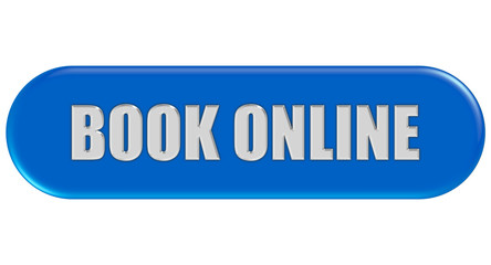 Button blau Seiten rund BOOK ONLINE