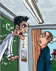 Cartoon of teacher screaming at a pupil