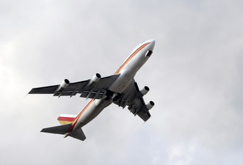 Heavy jet airplane taking off