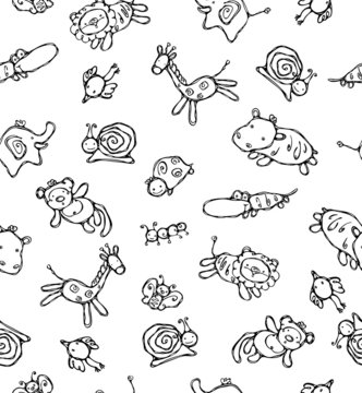 Seamless pattern of cute animals.