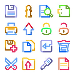 Document web icons. Color contour series.