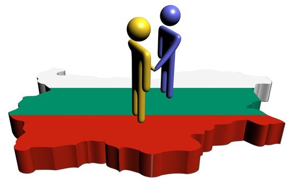 people shaking hands with Bulgaria map flag illustration