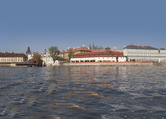 Prague Castle from the River Vltava in Czech Republic