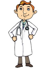 Cartoon doctor in white coat