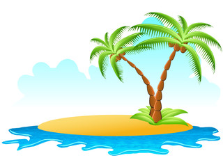 Fototapeta na wymiar Insel mit zwei Palmen