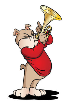 recommend clip art: Dog playing trumpet