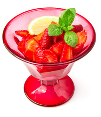 strawberry cup on white background