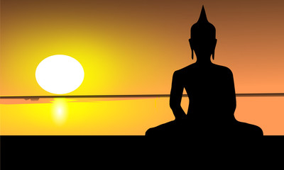 Buddha bei Sonnenuntergang