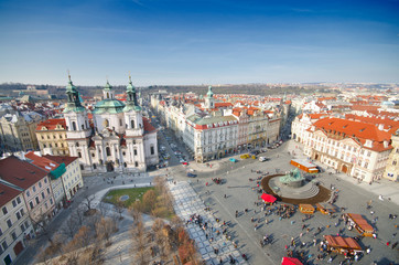 St. Nicholas Church The Old Town Square birds eyes view, Prague
