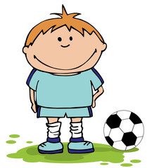 Boy playing soccer . Football Background