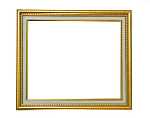 Isolated golden wooden Photo Frame