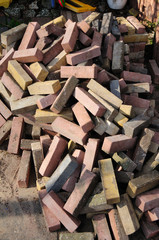 Bricks recycled in pile