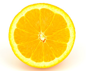 Fototapeta na wymiar Orange fruit cut on white background