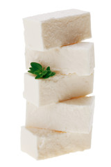 Feta cheese cubes with thyme twig