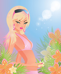 Obraz na płótnie Canvas Summer girl. vector illustration