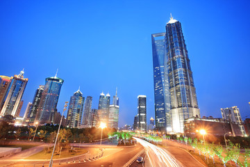Fototapeta na wymiar modern building at night in shanghai