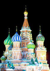Saint Basil's Cathedral at night, Red Square, Moscow, Russia