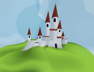 Dekokissen Burg auf einem Hügel © tbucko