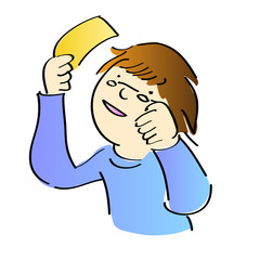 boy look at the paper