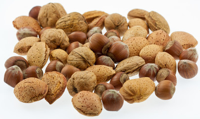 fruits secs d'automne : noix, noisettes et amandes