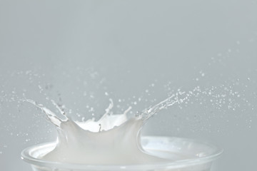 Splash in a milk glass