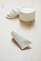 cotton pads tube and jar
