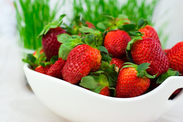 Fresh strawberries on a white background