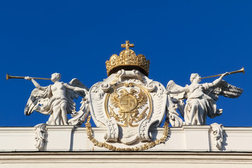 Angels glorifying Austrian insignia of power