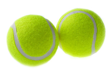 two tennis ball isolates on the white background.