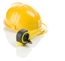 helmet and measuring tape