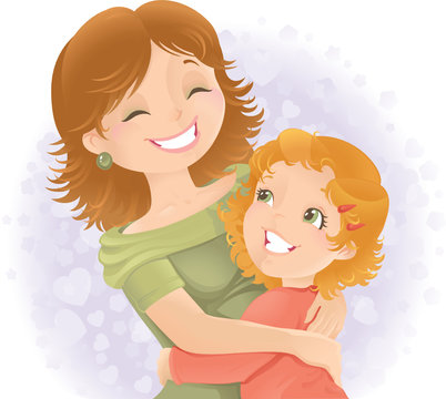 Mothers day greeting illustration.