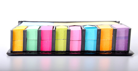 multicolored post it notes isolated on white background