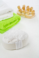 Massager towels and bath sponge