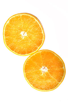 Two pieces orange isolated on the white background.