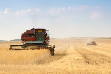 Fototapeta na wymiar grain harvester combine