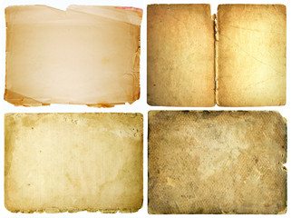 old paper sheets isolated on white
