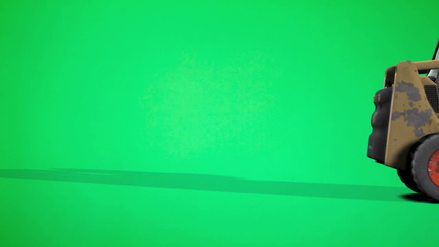 Construction equipment on green screen