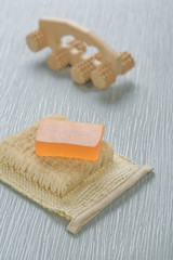 soap on bast with massager