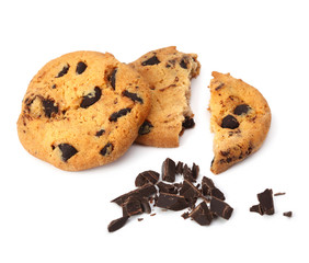 Chocolate chip cookie isolated
