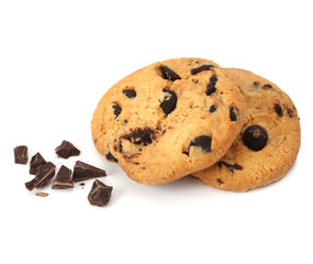 Chocolate chip cookie isolated