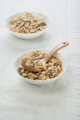 two bowls with muesli